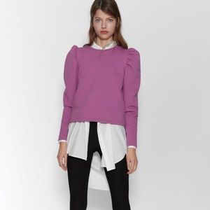 Zara Ballon Sleeve Sweatshirt Purple